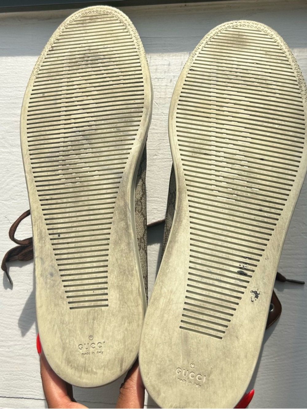 Men’s Gucci Imprime Crocodile Canvas GG High-Top Sneakers - Brown, Size 16 - Picture 10 of 15